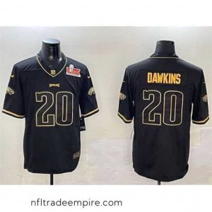 Delightful Philadelphia Eagles 20 Brian Dawkins Black Gold 2025 Super Bowl LIX Patch Salute To Service Vapor Untouchable Limited Stitched Football Jersey