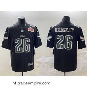 Exquisite Philadelphia Eagles 26 Saquon Barkley Black 2025 Super Bowl LIX Patch Fashion Vapor Untouchable Limited Stitched Football Jersey