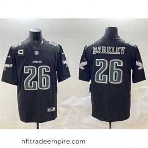 Delightful Philadelphia Eagles 26 Saquon Barkley Black Fashion With 3 Star C Patch Vapor Untouchable Limited Stitched Football Jersey