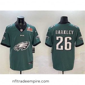 Magnificent Philadelphia Eagles 26 Saquon Barkley Green 2025 Super Bowl LIX Patch Team Big Logo Vapor Untouchable Limited Stitched Football Jersey
