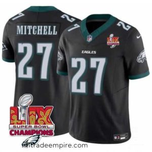 Alluring Philadelphia Eagles 27 Quinyon Mitchell Black 2025 Eagles Logo Super Bowl LIX Patch New F.U.S.E  Vapor Untouchable Limited Stitched Football Jersey