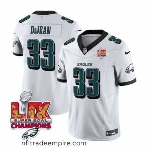 Magnificent Philadelphia Eagles 33 Cooper DeJean White 2025 Eagles Logo Super Bowl LIX Patch New F.U.S.E  Vapor Untouchable Limited Stitched Football Jersey