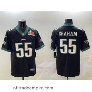 Charming Philadelphia Eagles 55 Brandon Graham Black 2025 Super Bowl LIX Patch Vapor Untouchable Limited Stitched Football Jersey