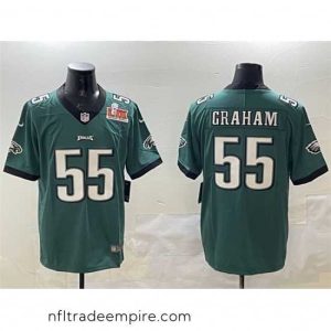 Enchanting Philadelphia Eagles 55 Brandon Graham Green 2025 Super Bowl LIX Patch Vapor Untouchable Limited Stitched Football Jersey