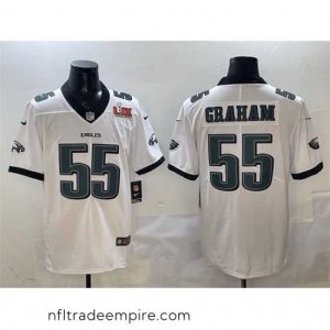 Superb Philadelphia Eagles 55 Brandon Graham White 2025 Super Bowl LIX Patch New Vapor Untouchable Limited Stitched Football Jersey