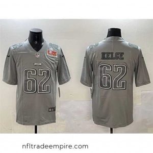 Gorgeous Philadelphia Eagles 62 Jason Kelce Grey 2025 Super Bowl LIX Patch Atmosphere Fashion Vapor Untouchable Limited Stitched Football Jersey