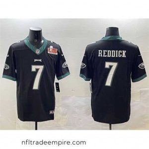 Superb Philadelphia Eagles 7 Haason Reddick Black 2025 Super Bowl LIX Patch Vapor Untouchable Limited Stitched Football Jersey