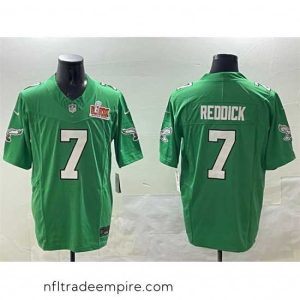 Enchanting Philadelphia Eagles 7 Haason Reddick Green 2025 Super Bowl LIX Patch F.U.S.E  Throwback Vapor Untouchable Limited Stitched Football Jersey