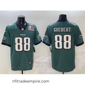 Stunning Philadelphia Eagles 88 Dallas Goedert Green 2025 Super Bowl LIX Patch New Vapor Untouchable Limited Stitched Football Jersey