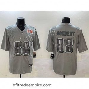 Stunning Philadelphia Eagles 88 Dallas Goedert Grey 2025 Super Bowl LIX Patch Atmosphere Fashion Vapor Untouchable Limited Stitched Football Jersey