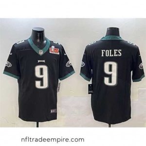 Delightful Philadelphia Eagles 9 Nick Foles Black 2025 Super Bowl LIX Patch Vapor Untouchable Limited Stitched Football Jersey