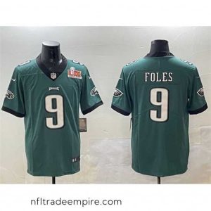 Delightful Philadelphia Eagles 9 Nick Foles Green 2025 Super Bowl LIX Patch Vapor Untouchable Limited Stitched Football Jersey