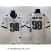Stunning Philadelphia Eagles 98 Jalen Carter White 2025 Super Bowl LIX Patch New Vapor Untouchable Limited Stitched Football Jersey