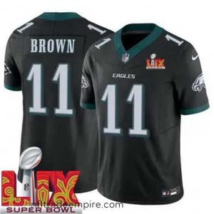 Exquisite Philadelphia Eagles A.J. Brown #11 Black 2024 2025 Super Bowl LIX F.U.S.E Stitched NFL Jersey