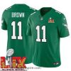 Charming Philadelphia Eagles A.J. Brown #11 Kelly Green 2024 2025 Super Bowl LIX F.U.S.E Stitched NFL Jersey