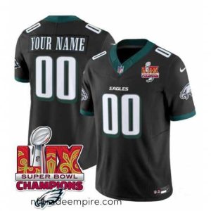 Irresistible Philadelphia Eagles Active Player Custom Black 2025 Eagles Logo Super Bowl LIX Patch New F.U.S.E  Vapor Limited Stitched Football Jersey