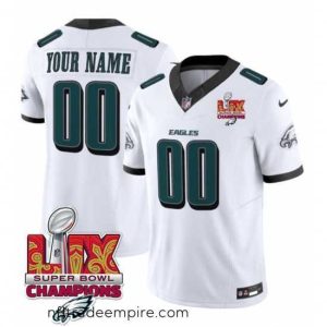 Superb Philadelphia Eagles Active Player Custom White 2025 Eagles Logo Super Bowl LIX Patch New F.U.S.E  Vapor Limited Stitched Football Jersey