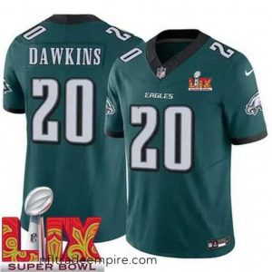 Stunning Philadelphia Eagles Brian Dawkins #20 Green 2024 2025 Super Bowl LIX F.U.S.E Stitched NFL Jersey