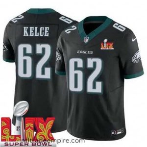 Alluring Philadelphia Eagles Jason Kelce #62 Black 2024 2025 Super Bowl LIX F.U.S.E Stitched NFL Jersey