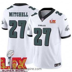 Gorgeous Philadelphia Eagles Quinyon Mitchell #27 White 2024 2025 Super Bowl LIX F.U.S.E Stitched NFL Jersey