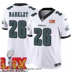 Alluring Philadelphia Eagles Saquon Barkley #26 White 2024 2025 Super Bowl LIX F.U.S.E Stitched NFL Jersey