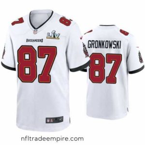 Stunning Rob Gronkowski Buccaneers White Super Bowl Lv Game Jersey