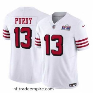 Magnificent San Francisco 49ers 13 Brock Purdy 2023 F.U.S.E  New White Vapor Untouchable Limited Stitched Football 2024 Super Bowl LVIII Jersey