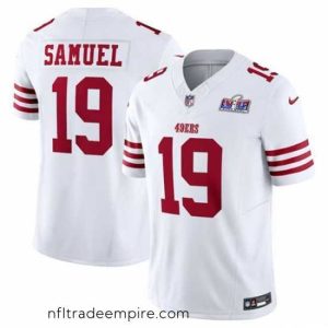Alluring San Francisco 49ers 19 Deebo Samuel White Throwback 2023 F.U.S.E  Vapor Untouchable Limited Stitched Football 2024 Super Bowl LVIII Jersey