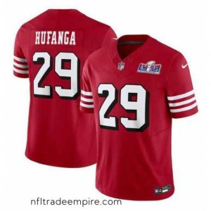Gorgeous San Francisco 49ers 29 Talanoa Hufanga New Red 2023 F.U.S.E  Stitched Football 2024 Super Bowl LVIII Jersey