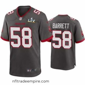 Stunning Shaquil Barrett Buccaneers Pewter Super Bowl Lv Game Jersey