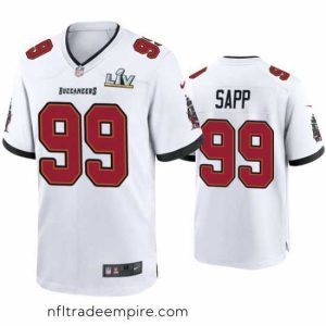 Stunning Warren Sapp Buccaneers White Super Bowl Lv Game Jersey