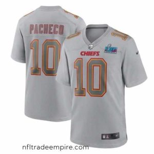 Magnificent Toddler Kansas City Chiefs 10 Isiah Pacheco Grey Super Bowl LVII Patch Atmosphere Fashion Stitched Game Jersey