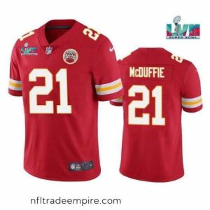 Gorgeous Toddler Kansas City Chiefs 21 Trent McDuffie Red Super Bowl LVII Patch Vapor Untouchable Limited Stitched Jersey