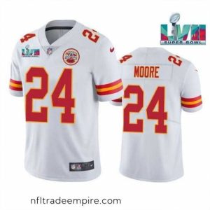 Enchanting Toddler Kansas City Chiefs 24 Skyy Moore White Super Bowl LVII Patch Vapor Untouchable Limited Stitched Jersey