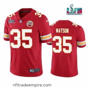 Magnificent Toddler Kansas City Chiefs 35 Jaylen Watson Red Super Bowl LVII Patch Vapor Untouchable Limited Stitched Jersey