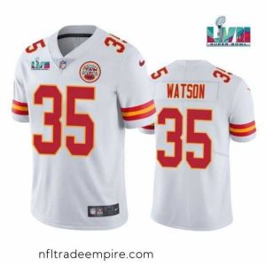 Superb Toddler Kansas City Chiefs 35 Jaylen Watson White Super Bowl LVII Patch Vapor Untouchable Limited Stitched Jersey