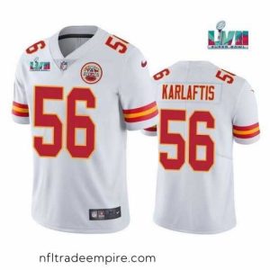 Superb Toddler Kansas City Chiefs 56 George Karlaftis White Super Bowl LVII Patch Vapor Untouchable Limited Stitched Jersey