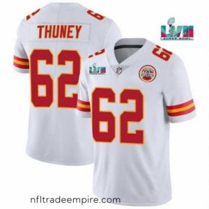 Alluring Toddler Kansas City Chiefs 62 Joe Thuney White Super Bowl LVII Patch Vapor Untouchable Limited Stitched Jersey