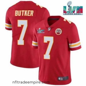 Delightful Toddler Kansas City Chiefs 7 Harrison Butker Red Super Bowl LVII Patch Vapor Untouchable Limited Stitched Jersey