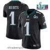 Alluring Toddler Philadelphia Eagles 1 Jalen Hurts Black Super Bowl LVII Patch Vapor Untouchable Limited Stitched Jersey