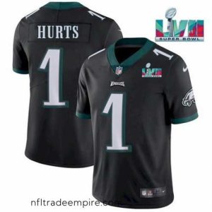 Alluring Toddler Philadelphia Eagles 1 Jalen Hurts Black Super Bowl LVII Patch Vapor Untouchable Limited Stitched Jersey