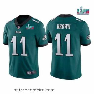 Exquisite Toddler Philadelphia Eagles 11 A  J  Brown Green Super Bowl LVII Patch Vapor Untouchable Limited Stitched Jersey