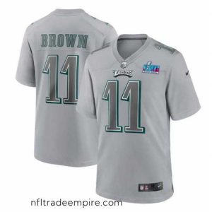 Alluring Toddler Philadelphia Eagles 11 A J  Brown Grey Super Bowl LVII Patch Atmosphere Fashion Stitched Game Jersey