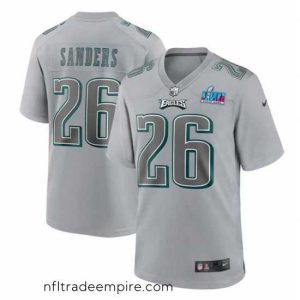 Enchanting Toddler Philadelphia Eagles 26 Miles Sanders Grey Super Bowl LVII Patch Atmosphere Fashion Stitched Game Jersey