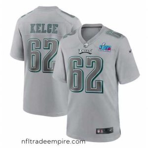 Charming Toddler Philadelphia Eagles 62 Jason Kelce Grey Super Bowl LVII Patch Atmosphere Fashion Stitched Game Jersey