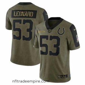 Alluring Men's Indianapolis Colts Darius Leonard Nike Olive 2021 Salute To Service Limited Player Jersey