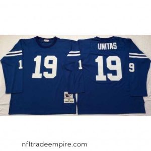 Irresistible Mitchell And Ness Colts #19 Johnny Unitas blue Throwback Stitched NFL Jersey