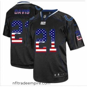 Enchanting New Indianapolis Colts #21 Vontae Davis Black Men' Stitched NFL Elite USA Flag Fashion Jersey
