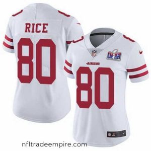 Gorgeous Nike 49ers 80 Jerry Rice White Stitched NFL Vapor Untouchable Limited 2024 Super Bowl LVIII Jersey