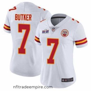 Stunning Nike Chiefs 7 Harrison Butker White Bound Stitched NFL Vapor Untouchable Limited 2024 Super Bowl LVIII Jersey